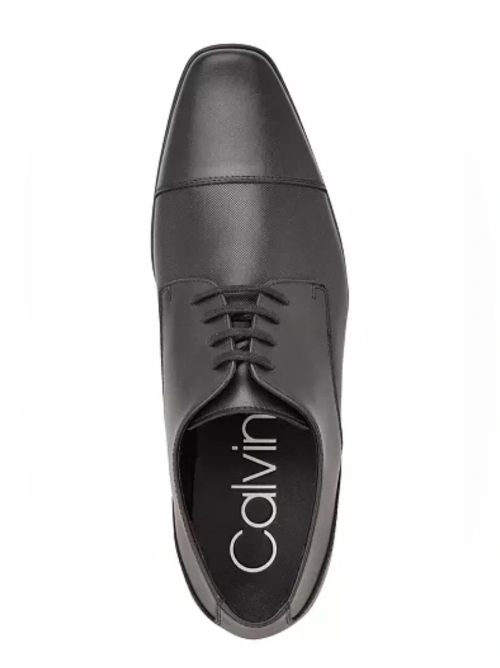 NEW Calvin Klein Men's Bram Lace Up Cap-Toe Leather Dress Shoes in Black Sz 7.5